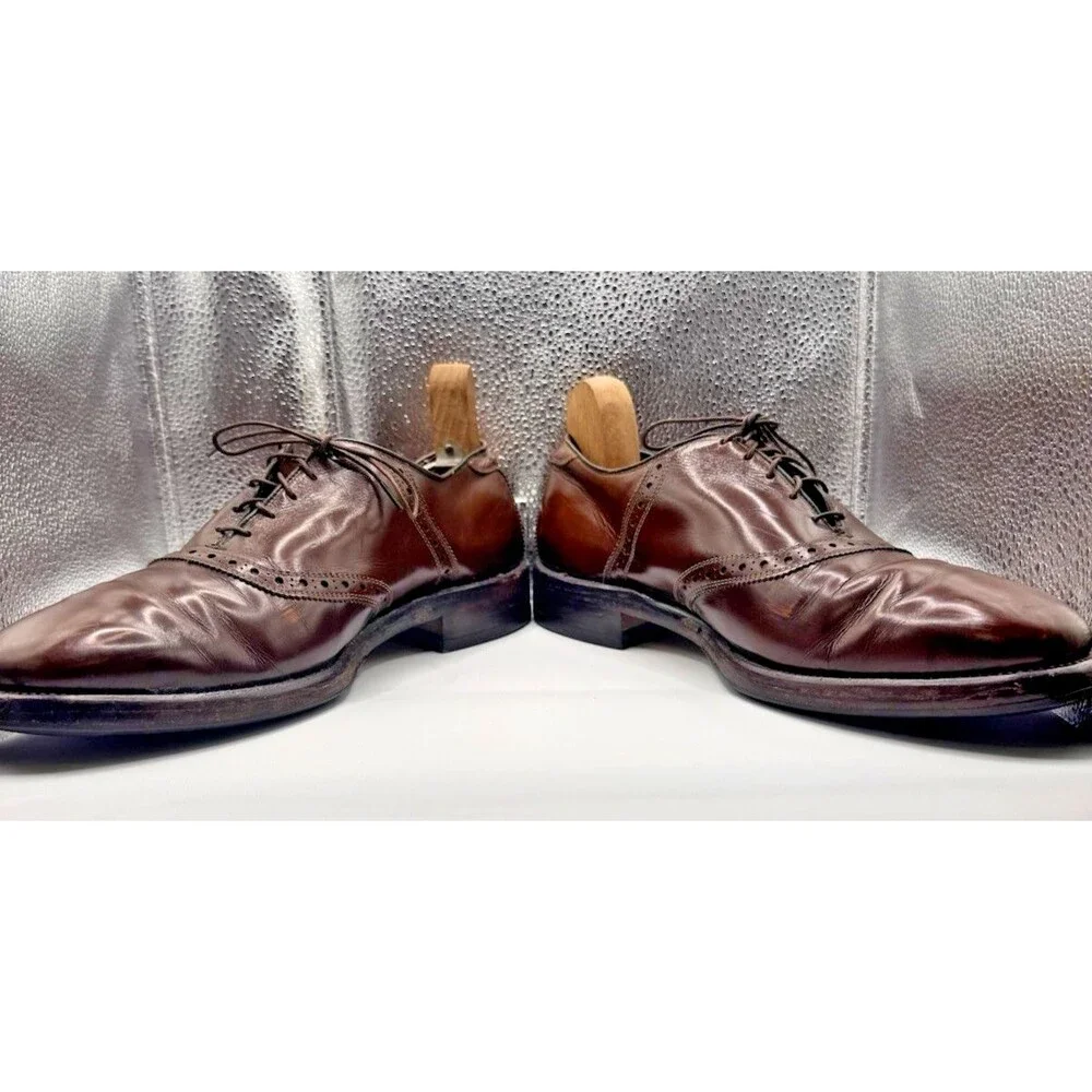 Vintage Allen Edmonds Polo Saddle Oxford Brown 10.5D USA Re-Soled Leather Shoes